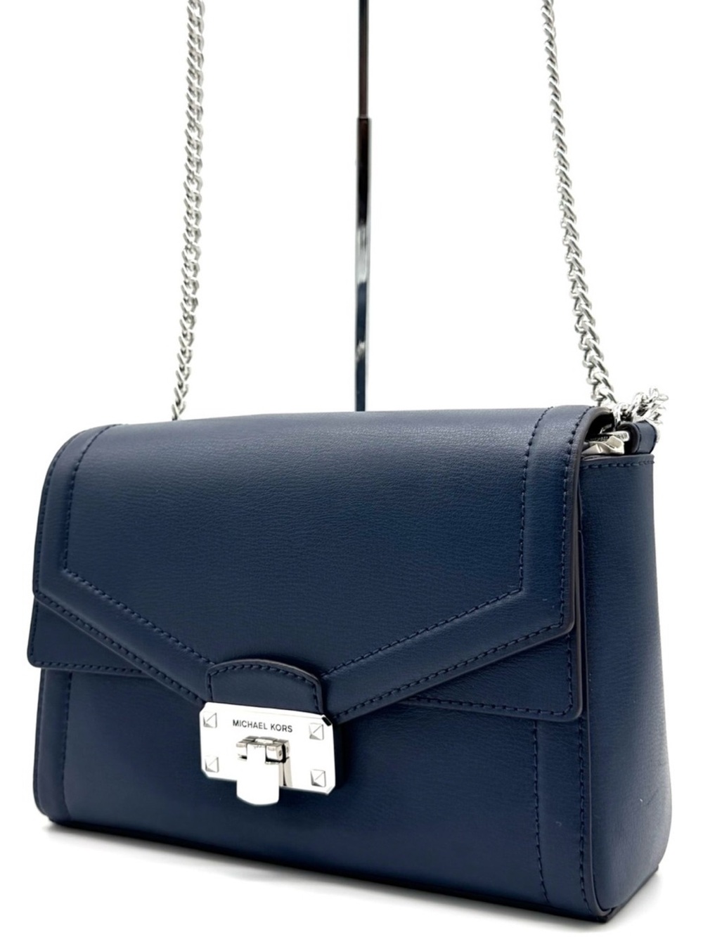 Michael Kors Kinsley Medium Shoulder Flap Crossbody Bag Navy Blue